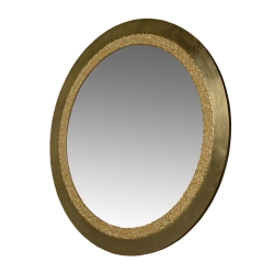 Okrągłe lustro w ramie - Złote z kamieniami - 66